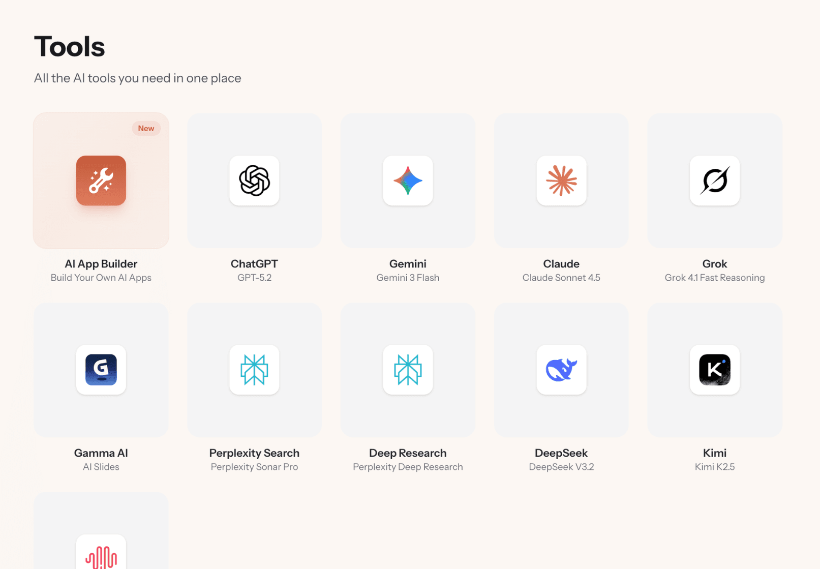 AI Tools — every AI model in one place